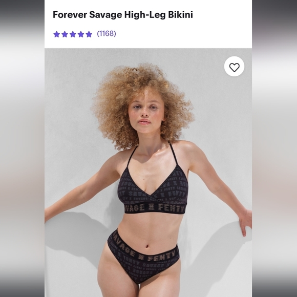 Savage"X" Fenty- Black Forever Savage High Leg Bikini-M - Picture 4 of 5